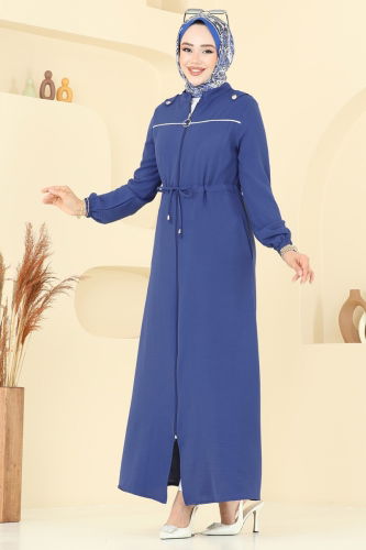 moda selvim Abaya PL9150 Indigo - Thumbnail