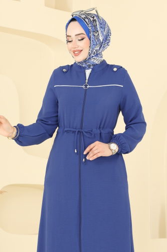 moda selvim Abaya PL9150 Indigo - Thumbnail