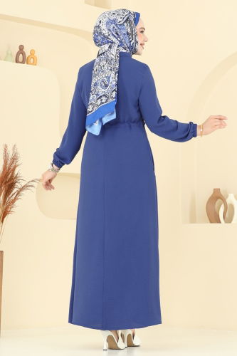 moda selvim Abaya PL9150 Indigo - Thumbnail
