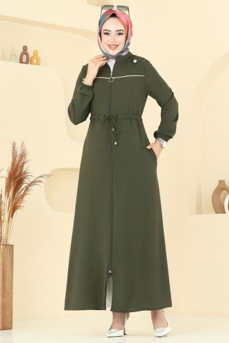 moda selvim Abaya PL9150 Khaki - Thumbnail