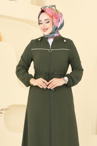 moda selvim عباءة اخضر عفني PL9150 - Thumbnail