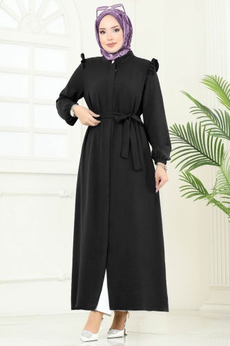 moda selvim Abaya PL9151 Black - Thumbnail