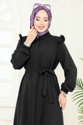 moda selvim Abaya PL9151 Black - Thumbnail