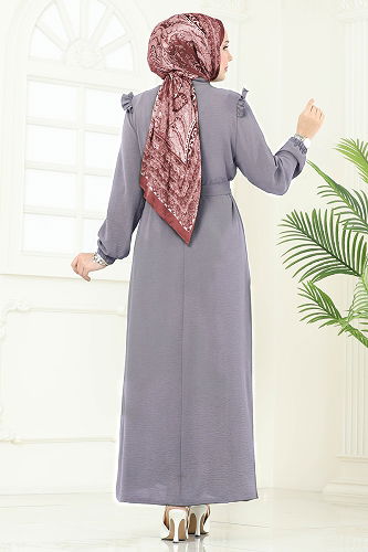 moda selvim Abaya PL9151 Gray - Thumbnail
