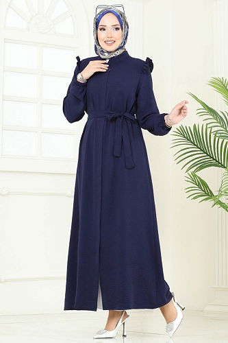 moda selvim عباءة كحلي PL9151 - Thumbnail