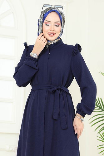 moda selvim عباءة كحلي PL9151 - Thumbnail