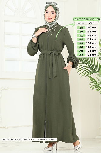 moda selvim عباءة اخضر عفني PL9153 - Thumbnail