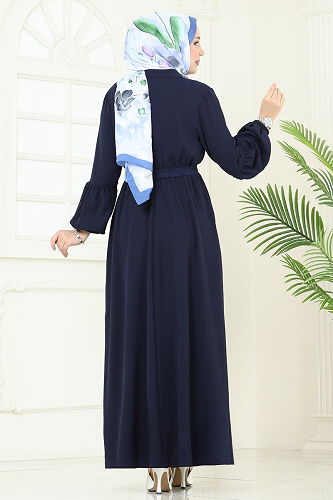 moda selvim Abaya PL9153 Navy Blue - Thumbnail