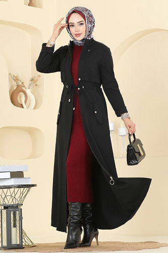 moda selvim Abaya PL9167 Black - Thumbnail