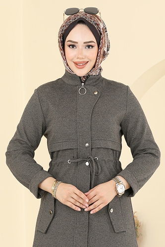 moda selvim Abaya PL9167 Brown - Thumbnail