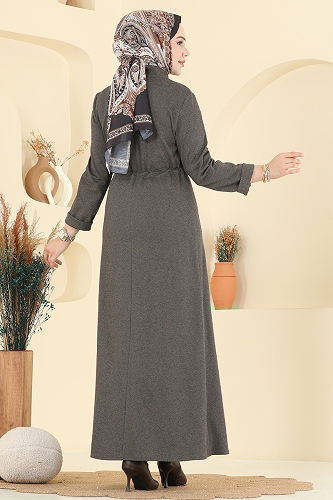 moda selvim Abaya PL9167 Brown - Thumbnail