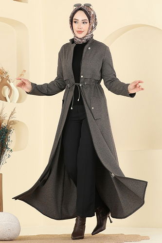 moda selvim Abaya PL9167 Brown - Thumbnail