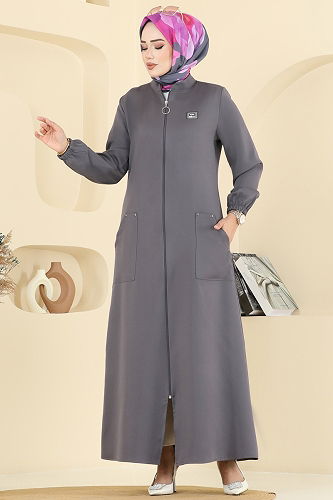 moda selvim Abaya PL9169 Anthracite - Thumbnail