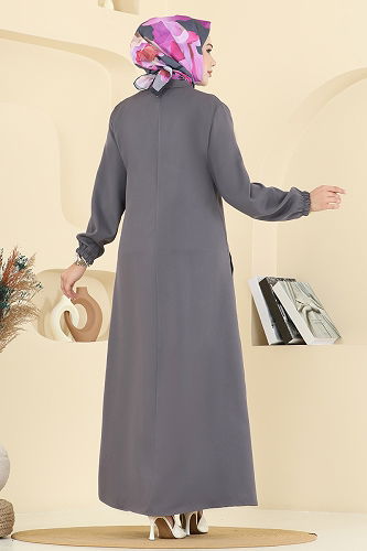 moda selvim Abaya PL9169 Anthracite - Thumbnail