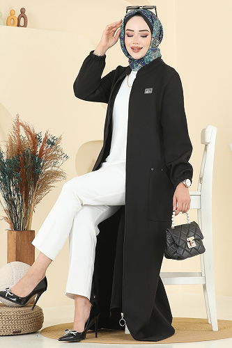 moda selvim Abaya PL9169 Black - Thumbnail