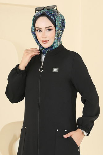 moda selvim Abaya PL9169 Black - Thumbnail