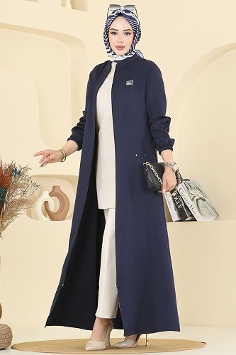 moda selvim Abaya PL9169 Navy Blue - Thumbnail