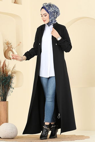 moda selvim Abaya PL9170 Black - Thumbnail