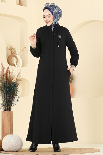 moda selvim Abaya PL9170 Black - Thumbnail