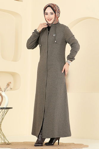 moda selvim Abaya PL9170 Brown - Thumbnail