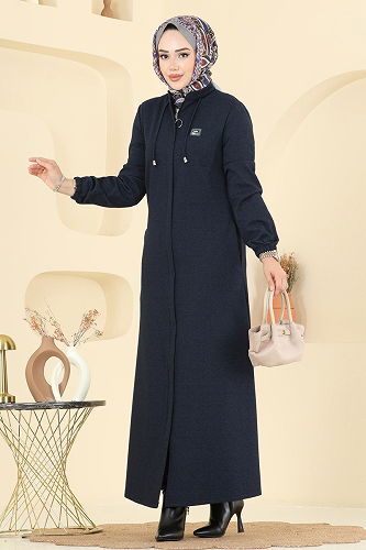 moda selvim Abaya PL9170 Navy Blue - Thumbnail