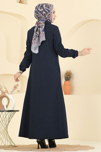 moda selvim Abaya PL9170 Navy Blue - Thumbnail