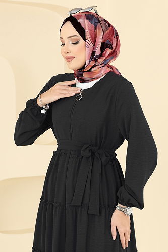 moda selvim Abaya PL9174 Black - Thumbnail