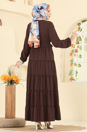 moda selvim Abaya PL9174 Brown - Thumbnail