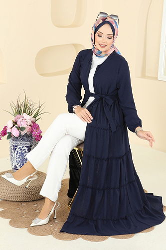 moda selvim عباءة كحلي PL9174 - Thumbnail