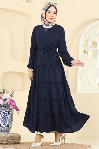 moda selvim عباءة كحلي PL9174 - Thumbnail