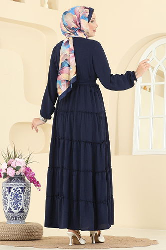 moda selvim عباءة كحلي PL9174 - Thumbnail