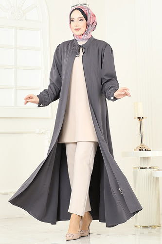 moda selvim Abaya PL9191 Anthracite - Thumbnail