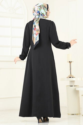 moda selvim Abaya PL9191 Black - Thumbnail