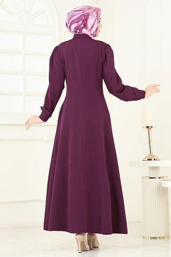 moda selvim Abaya PL9191 Damson - Thumbnail