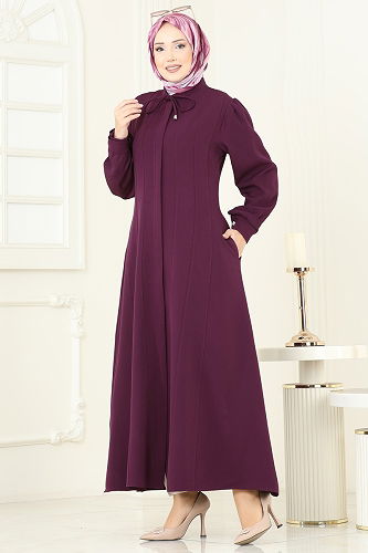 moda selvim Abaya PL9191 Damson - Thumbnail