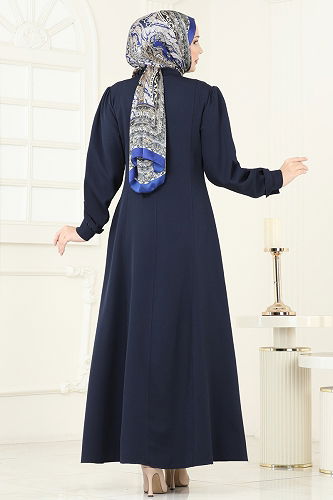 moda selvim Abaya PL9191 Navy Blue - Thumbnail