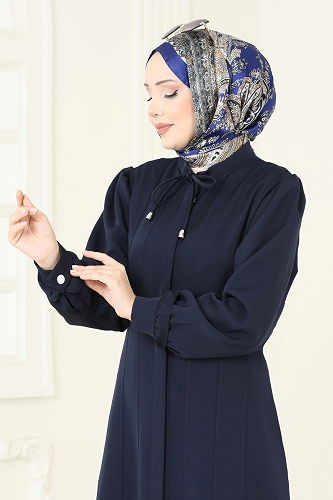 moda selvim عباءة كحلي PL9191 - Thumbnail