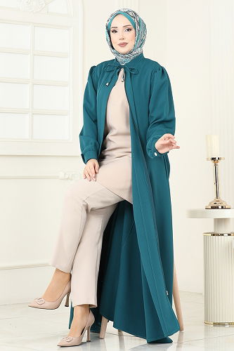 moda selvim Abaya PL9191 Petroleum - Thumbnail