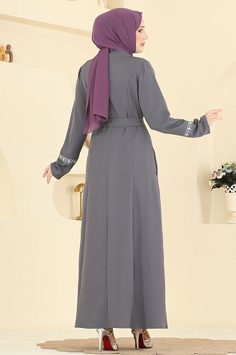 moda selvim Abaya PL9196 Anthracite - Thumbnail