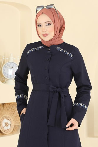 moda selvim عباءة كحلي PL9196 - Thumbnail