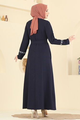 moda selvim عباءة كحلي PL9196 - Thumbnail