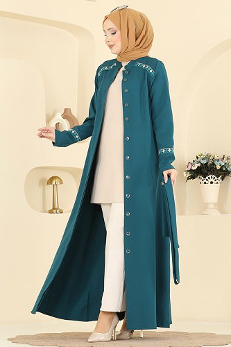 moda selvim Abaya PL9196 Petroleum - Thumbnail