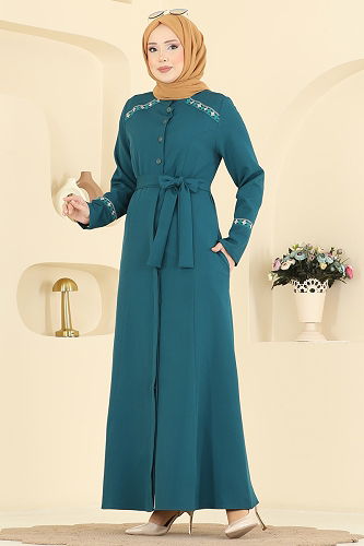 moda selvim Abaya PL9196 Petroleum - Thumbnail
