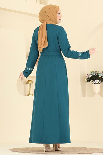moda selvim Abaya PL9196 Petroleum - Thumbnail
