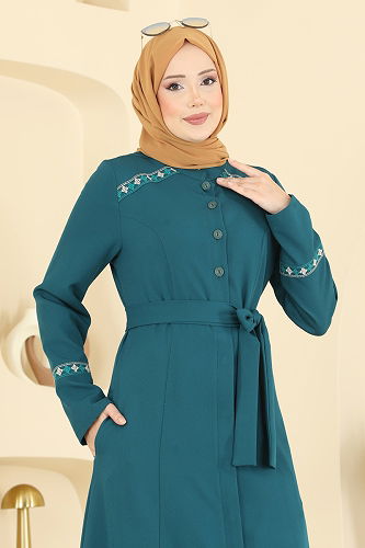 moda selvim عباءة بترولي PL9196 - Thumbnail