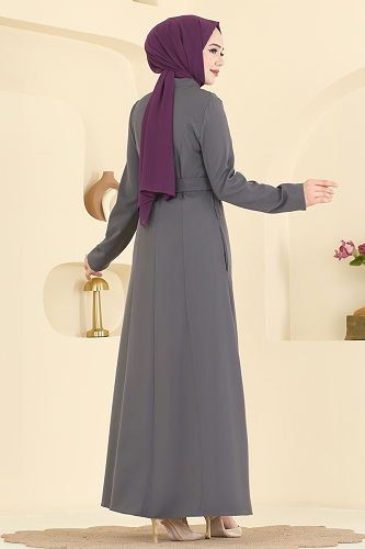 moda selvim Abaya PL9197 Anthracite - Thumbnail