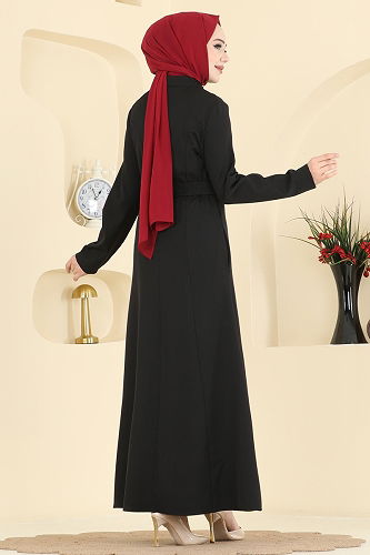 moda selvim Abaya PL9197 Black - Thumbnail
