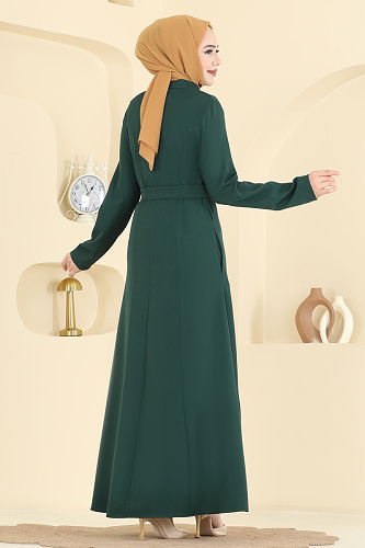 moda selvim عباءة زيتي PL9197 - Thumbnail