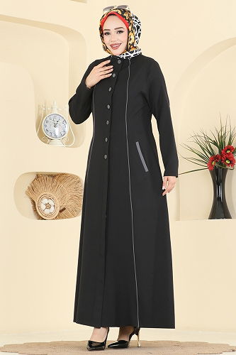 moda selvim Abaya PL9201 Black - Thumbnail