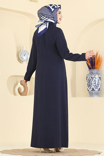 moda selvim Abaya PL9201 Navy Blue - Thumbnail